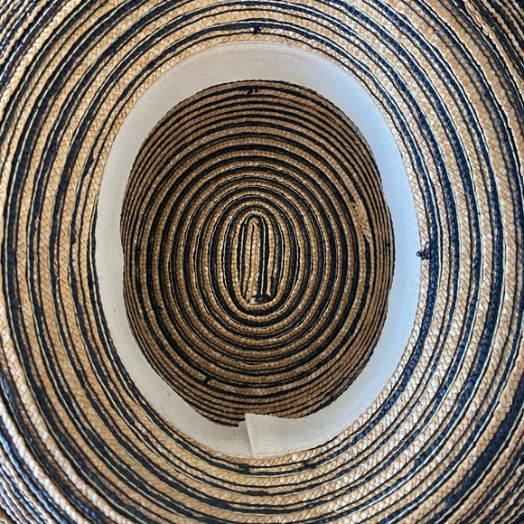 Black & Tan striped straw natural hat - Picture 3 of 8